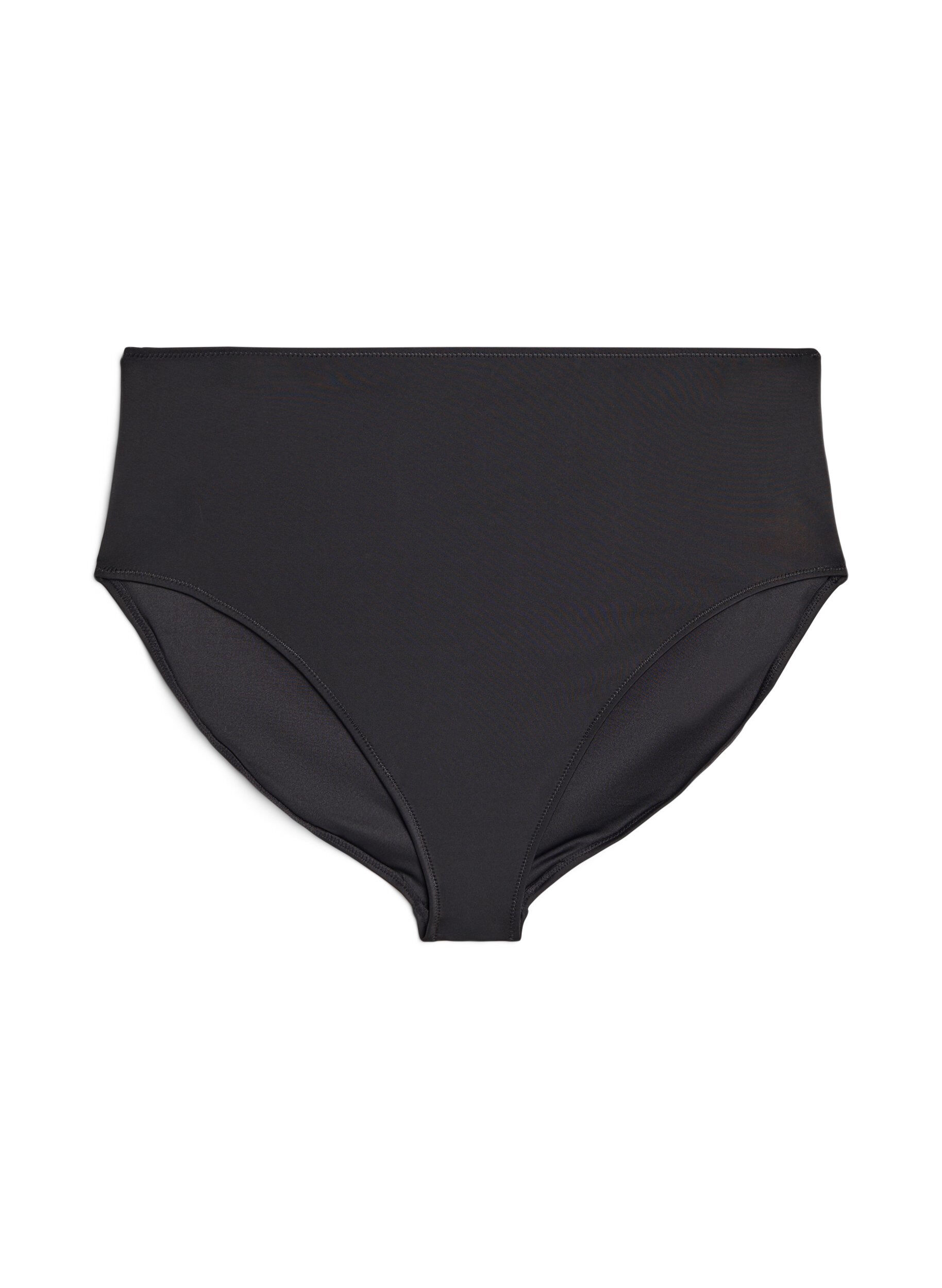 ZizziEinfarbige hoch taillierte Bikinihose, Schwarz, Packshot image number 0