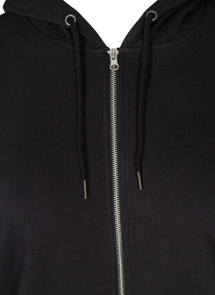 Baumwoll-Sweatshirtjacke mit Kapuze, Black, Packshot image number 2