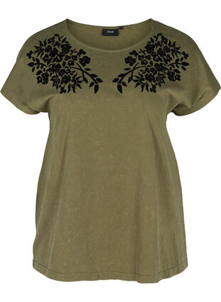 T-Shirt aus Bio-Baumwolle mit Print-Details, Ivy Green, Packshot image number 0