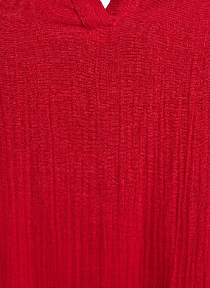 Kurzes A-Linien-Kleid aus Baumwollmusselin, Rot, Packshot image number 2
