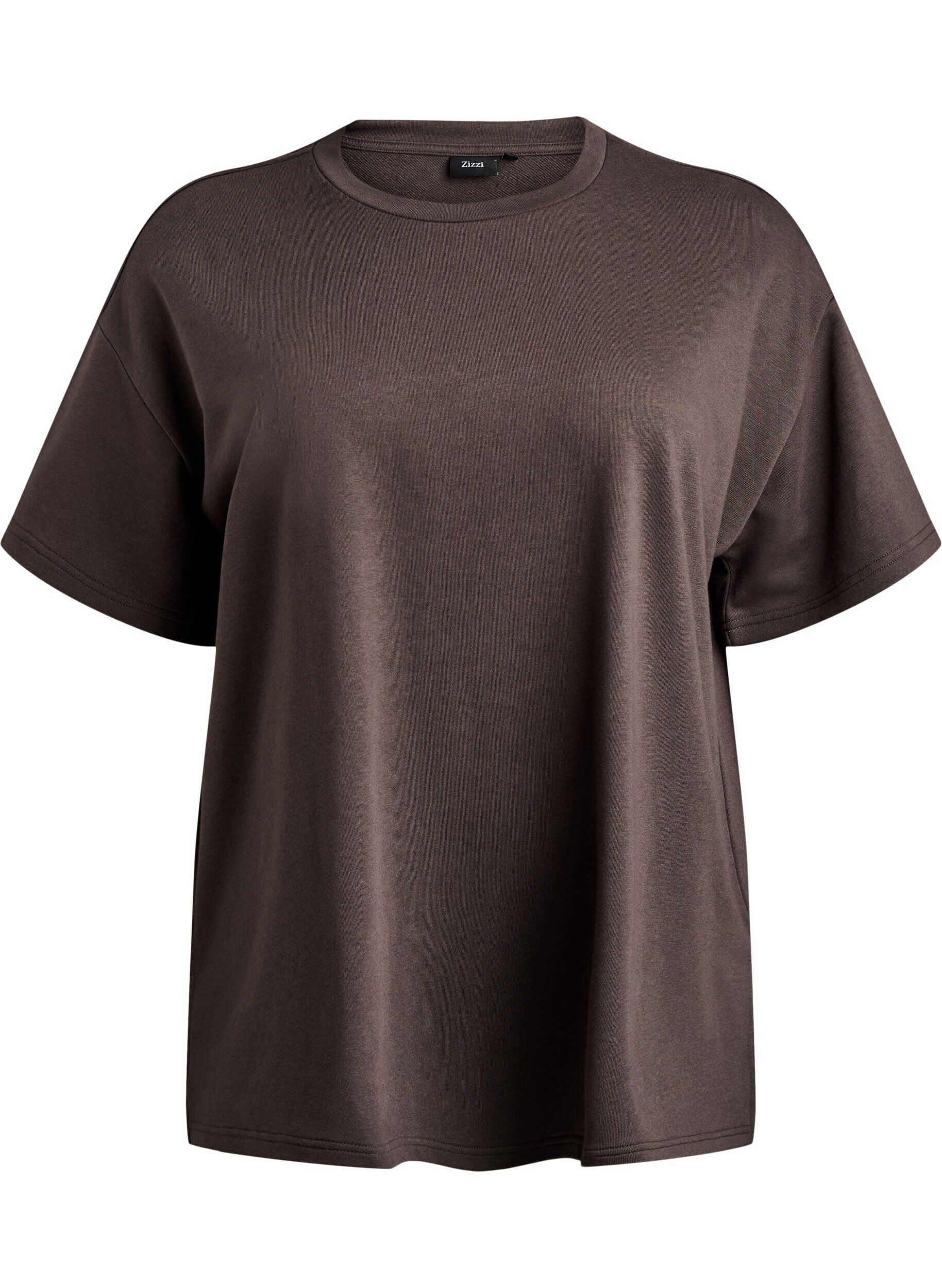 ZizziOversized T-Shirt aus Sweat, Braun, Packshot image number 0