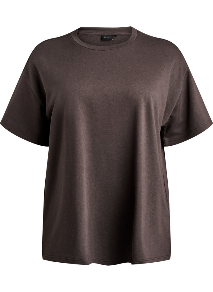 Oversized T-Shirt aus Sweat, Braun, Packshot image number 0