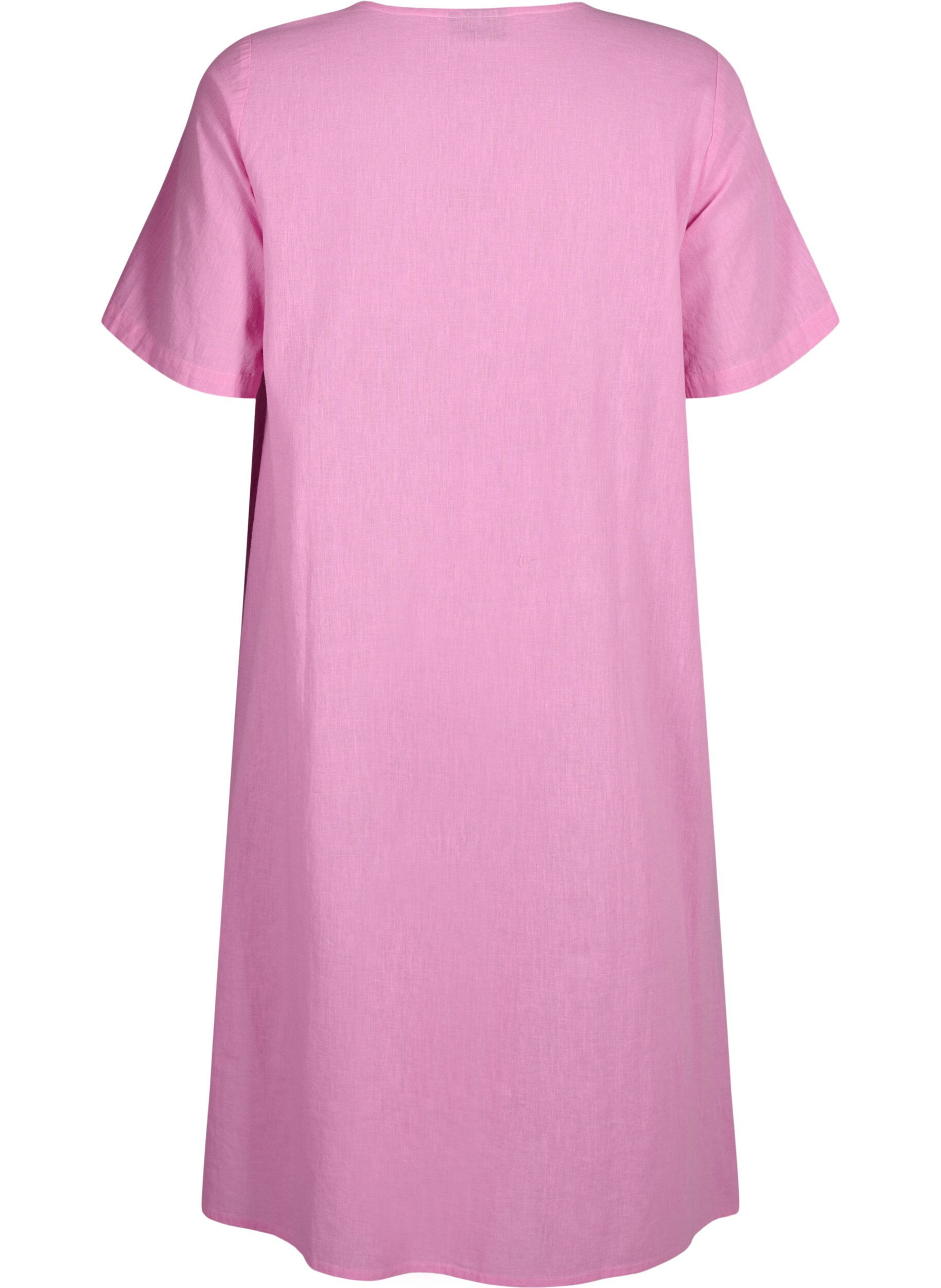 ZizziKaftan-Kleid aus Baumwollmischung mit Leinen, Pink, Packshot image number 1