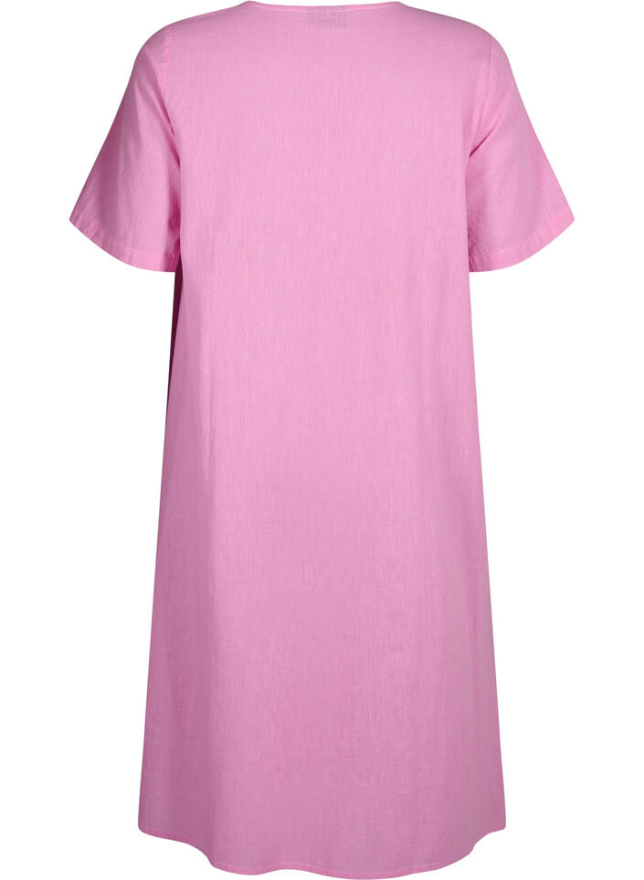 Kaftan-Kleid aus Baumwollmischung mit Leinen, Pink, Packshot image number 1