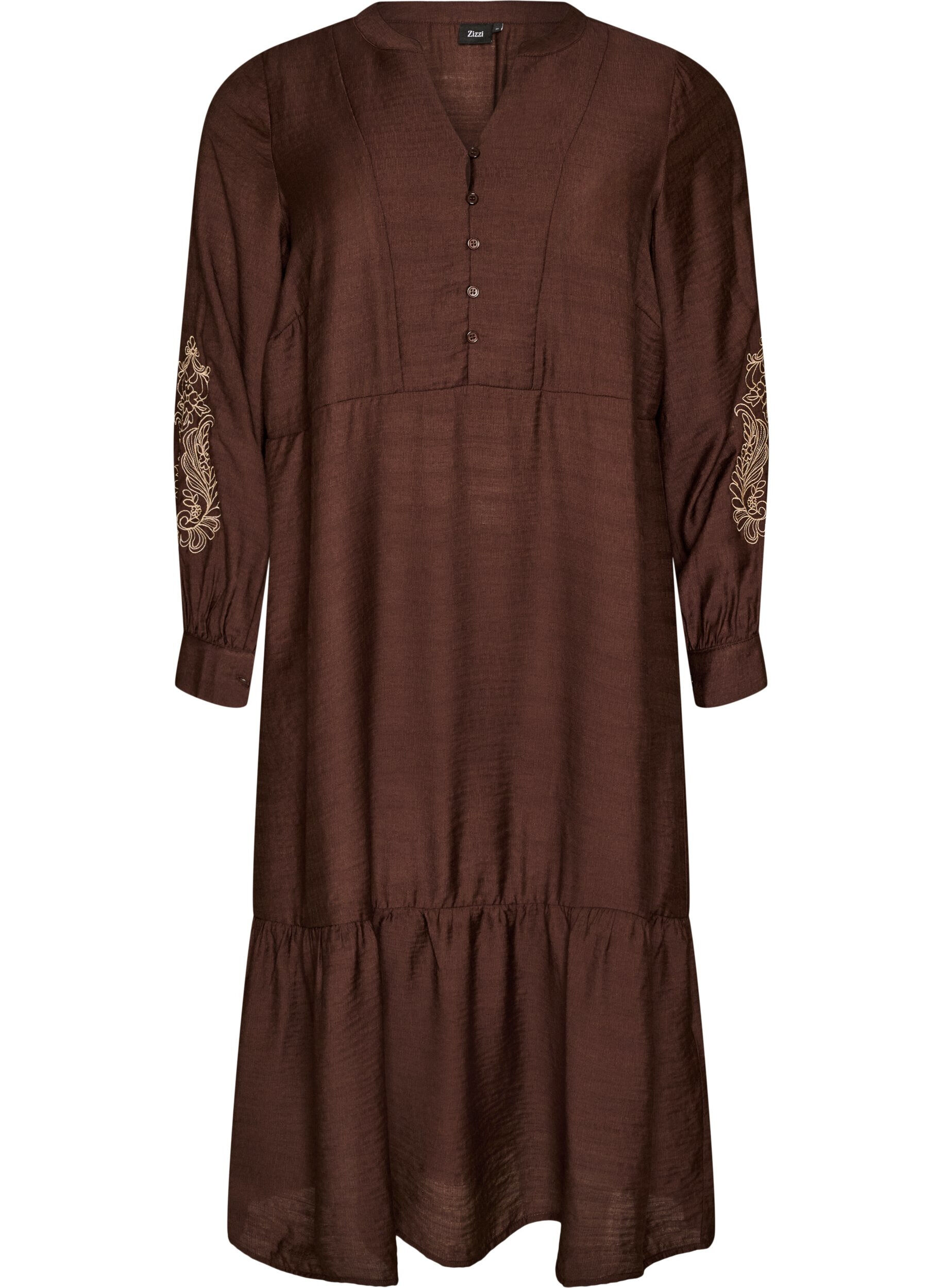 Kleid aus Viskose mit Stickerei und Stufenvolants