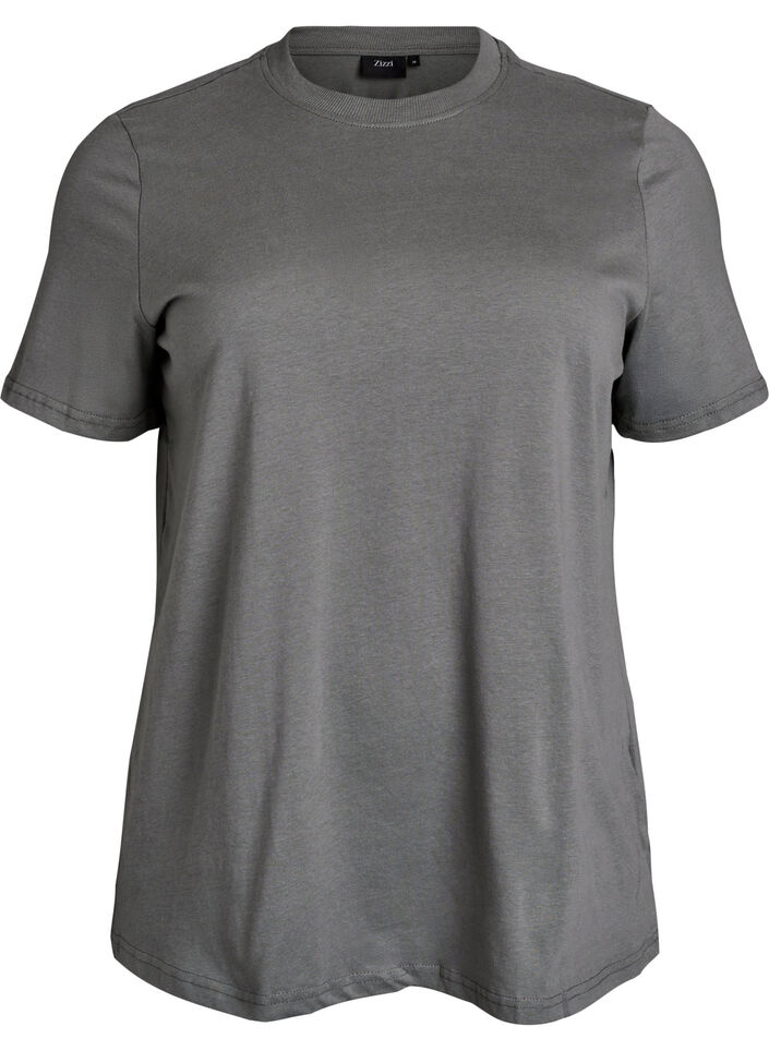 Basic T-Shirt aus Baumwolle mit Rundhalsausschnitt, Grau, Packshot image number 0