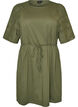 Baumwollkleid mit Broderie-Anglaise-&Auml;rmeln und Bindeg&uuml;rtel, Gr&uuml;n, Packshot image number 0