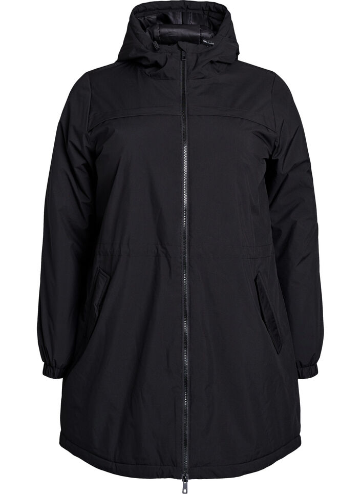 Leichter gepolsterter Parka mit Kapuze, Schwarz, Packshot image number 0