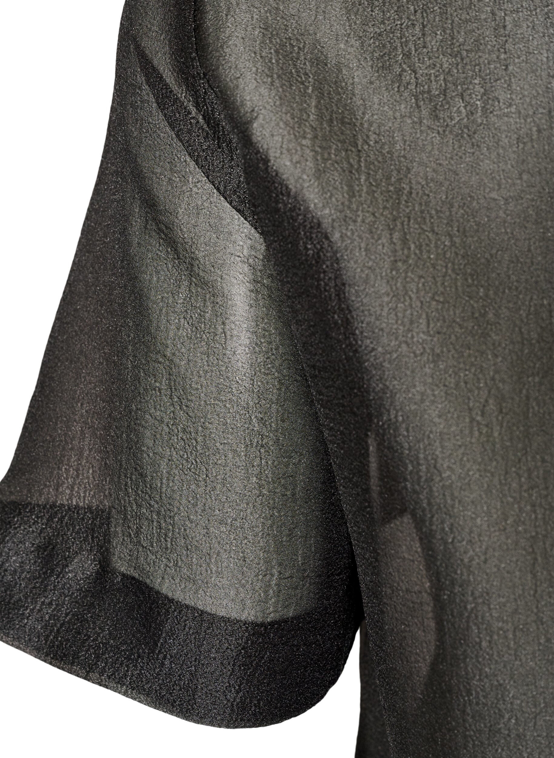 ZizziTransparente kurz&auml;rmelige Bluse mit Brusttaschen, Schwarz, Packshot image number 4