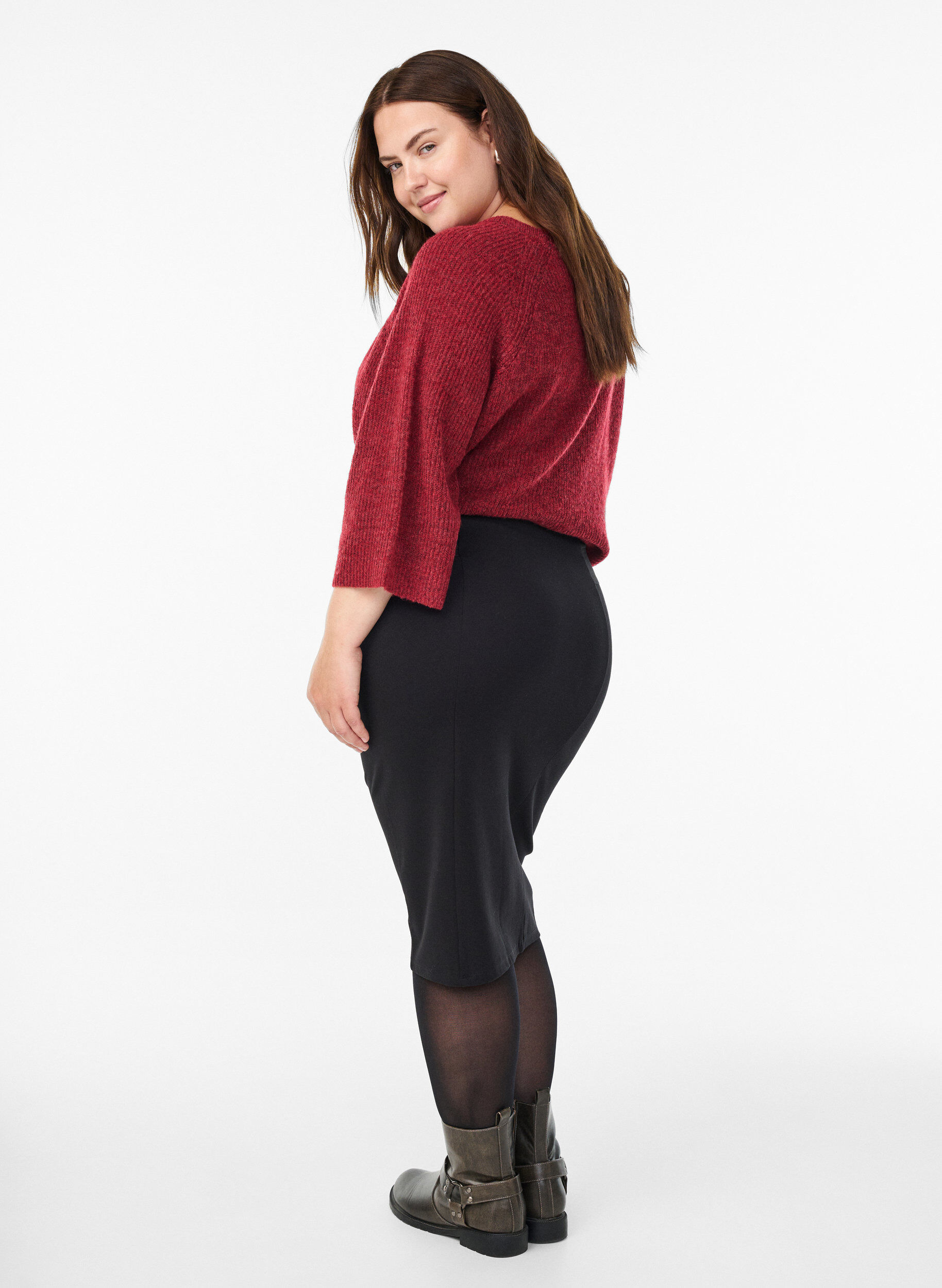 ZizziEng anliegender Rock mit Gummibund an der Taille, Schwarz, Model image number 1