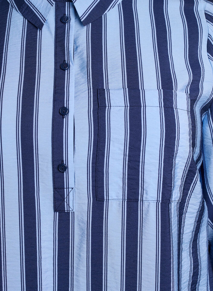 Kleid mit Kragen und Brusttasche, Blau, Packshot image number 2