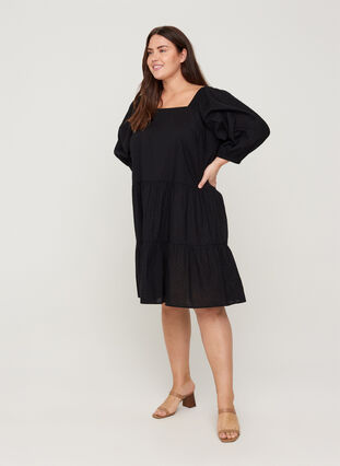 Kleid mit 3/4-Ärmeln und A-Linie, Black, Model image number 2