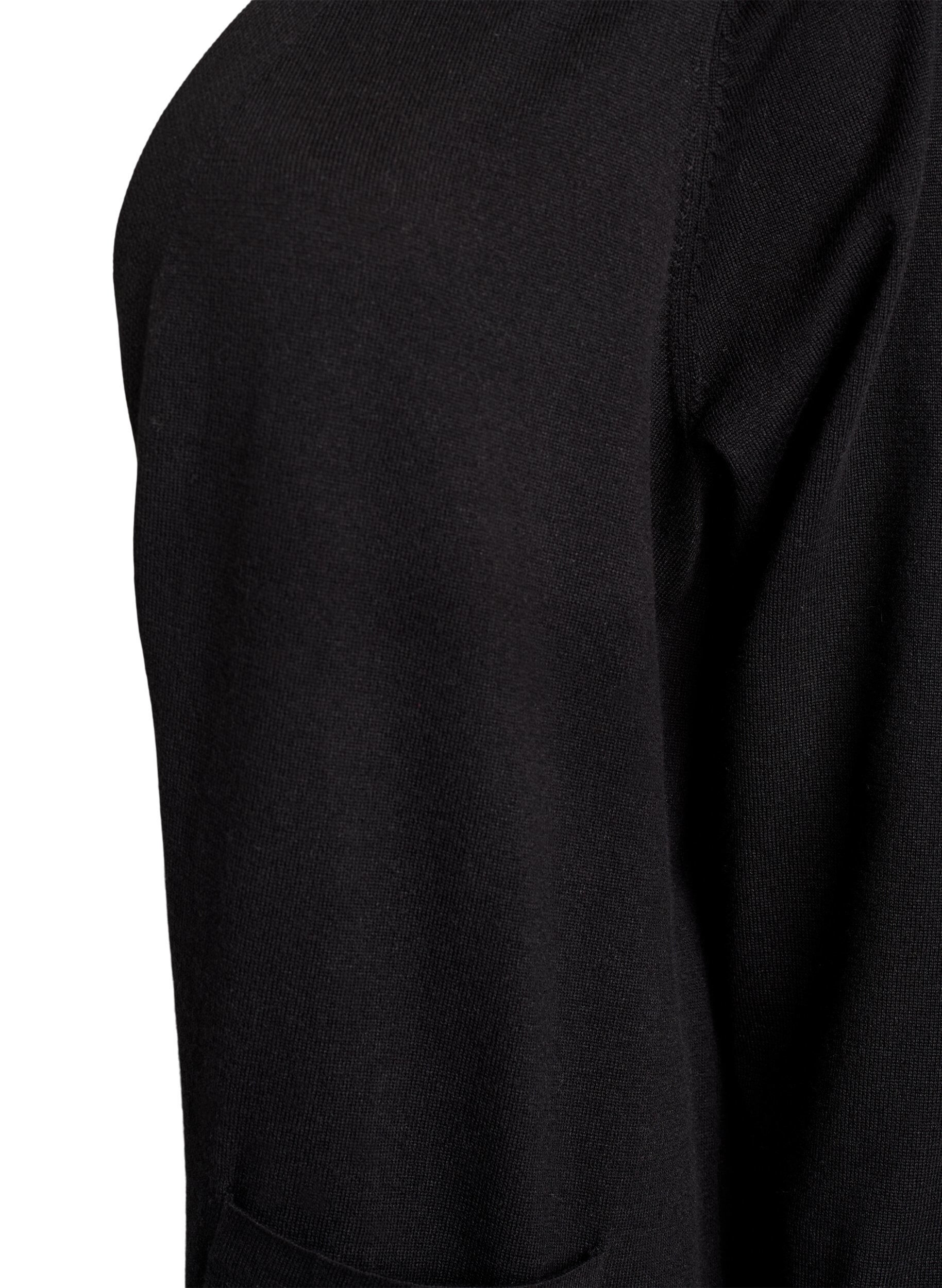 ZizziLange, offene Strickjacke mit Taschen, Schwarz, Packshot image number 2