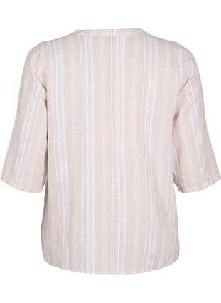 Gestreifte Bluse aus einer Leinen-Viskose-Mischung, Beige White Stripe, Packshot image number 1