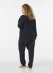 Strickjacke aus Bio-Baumwolle mit Lochstickerei, Schwarz, Model image number 2