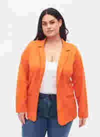 Schlichter Blazer mit Knopf und Dekorationstaschen, Mandarin Orange, Model
