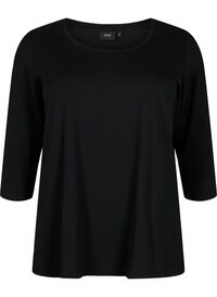 Basic T-Shirt aus Baumwolle mit 3/4-Ärmeln