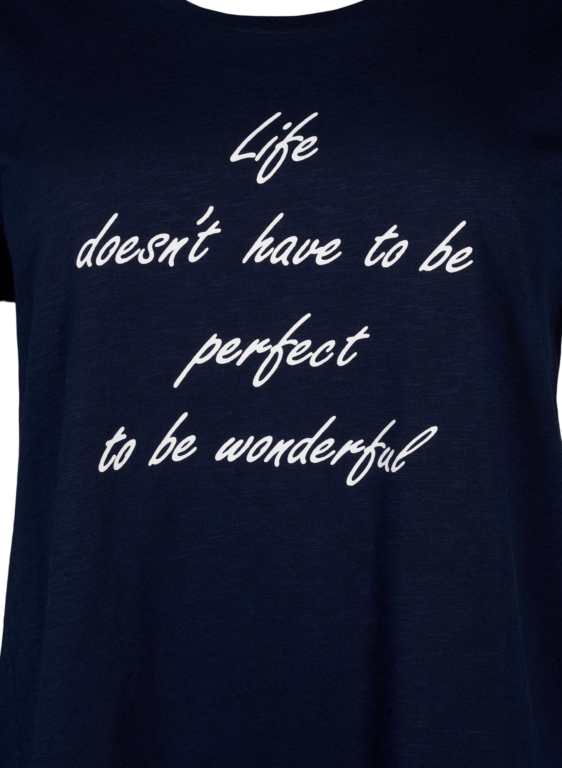 ZizziBedrucktes T-Shirt aus Bio-Baumwolle, N.Sky w. White Print, Packshot image number 2