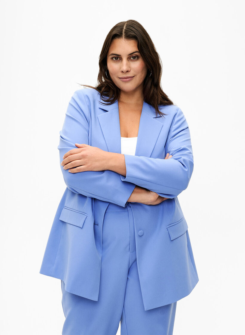 Klassischer Blazer mit Knopfverschluss, Wedgewood, Model image number 0