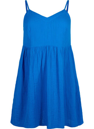 Strandkleid aus Baumwolle mit schmalen Trägern, Victoria blue, Packshot image number 0