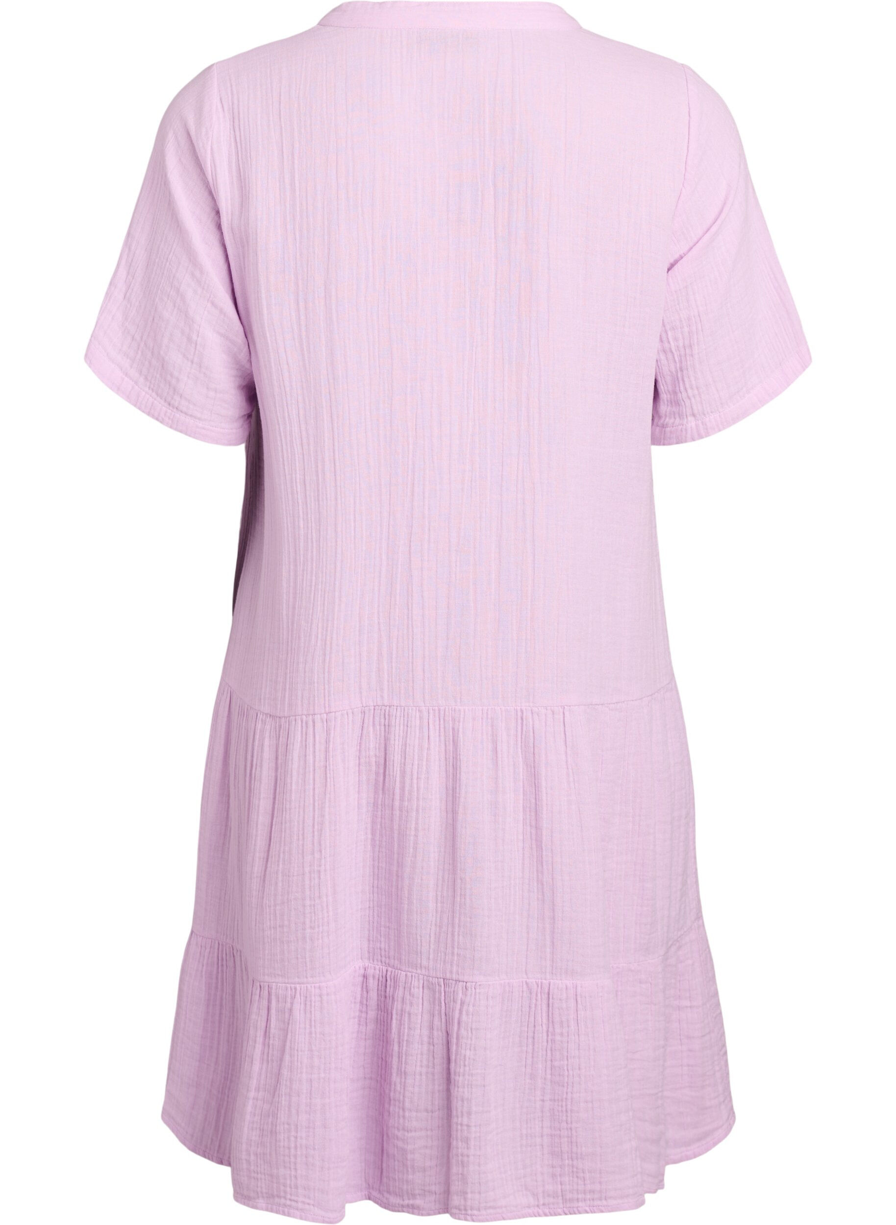 ZizziKurzes A-Linien-Kleid aus Baumwollmusselin, lila, Packshot image number 1