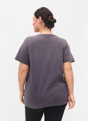 Acid Wash T-Shirt aus Baumwolle mit Ziersteinen, Dark Grey Wash, Model image number 1