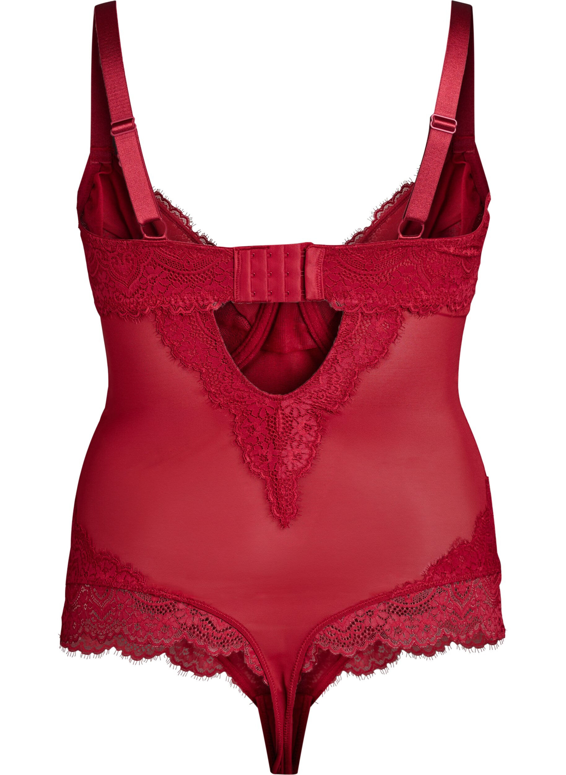 ZizziBody aus Mesh mit Spitze und B&uuml;gel, Rot, Packshot image number 1