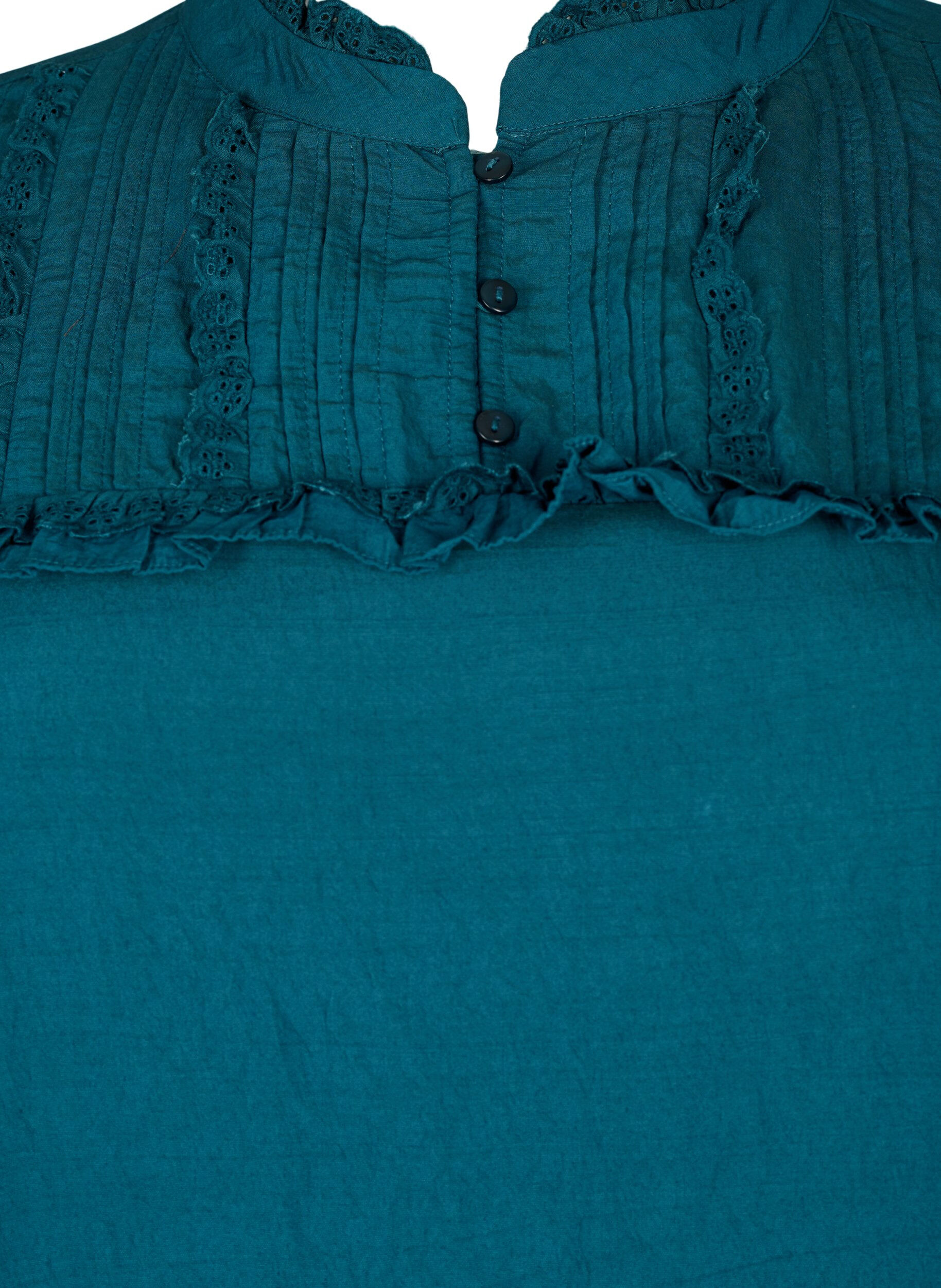 ZizziKleid aus Viskose mit Lochstickerei und R&uuml;schendetails, Reflecting Pond, Packshot image number 2