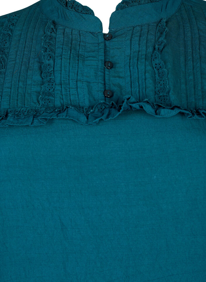 Kleid aus Viskose mit Lochstickerei und Rüschendetails, Reflecting Pond, Packshot image number 2