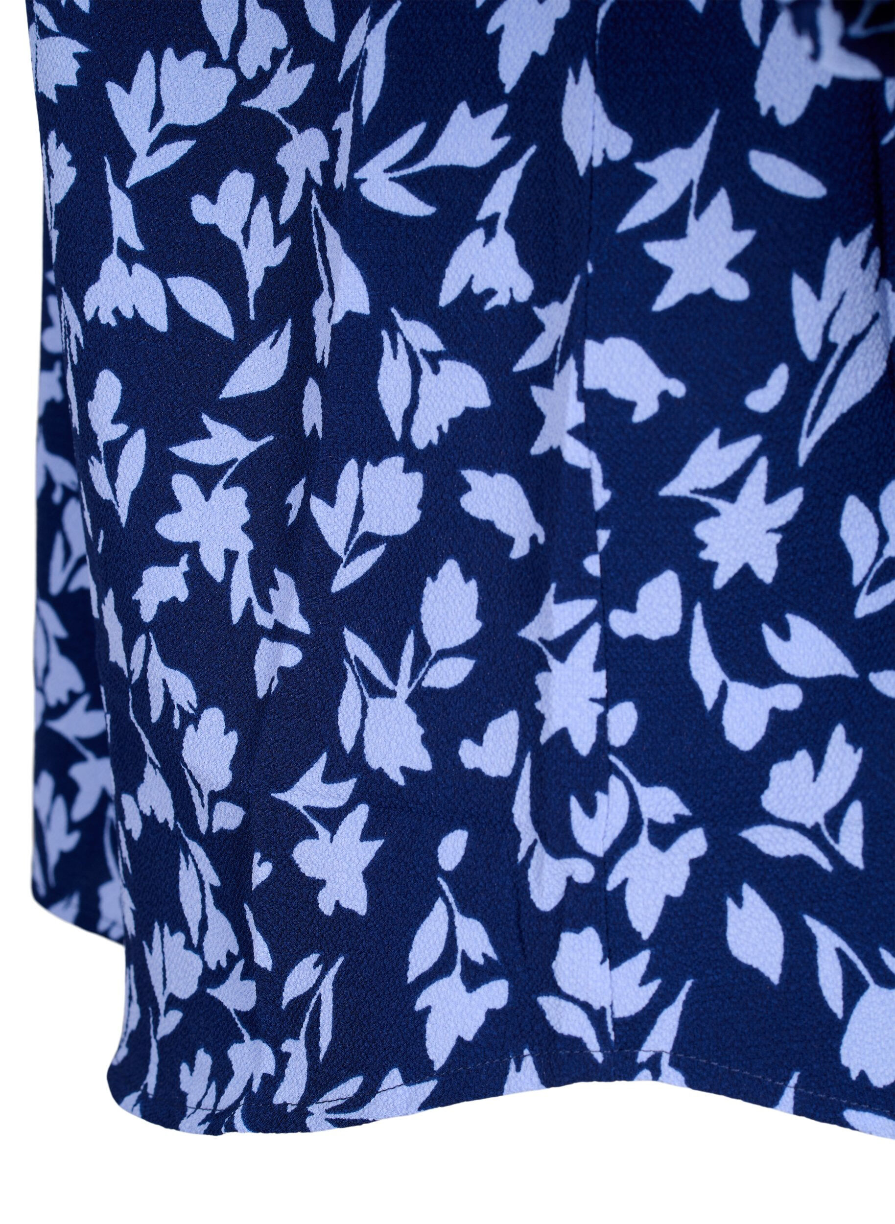 ZizziFlorale Bluse mit 3/4-&Auml;rmeln, M. Blue Flower AOP, Packshot image number 3