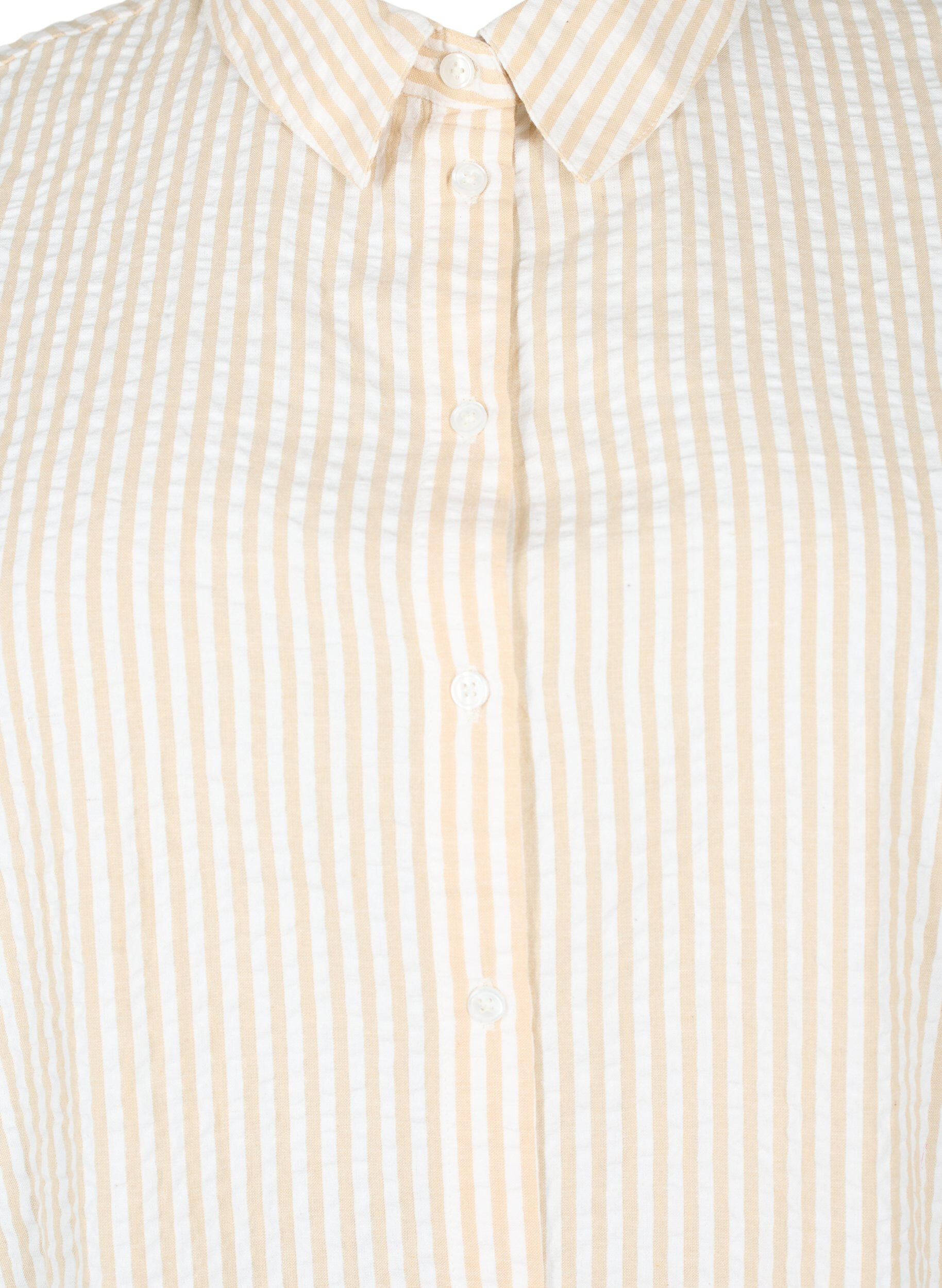 ZizziLanges gestreiftes Baumwollhemd, White/Natrual Stripe, Packshot image number 2