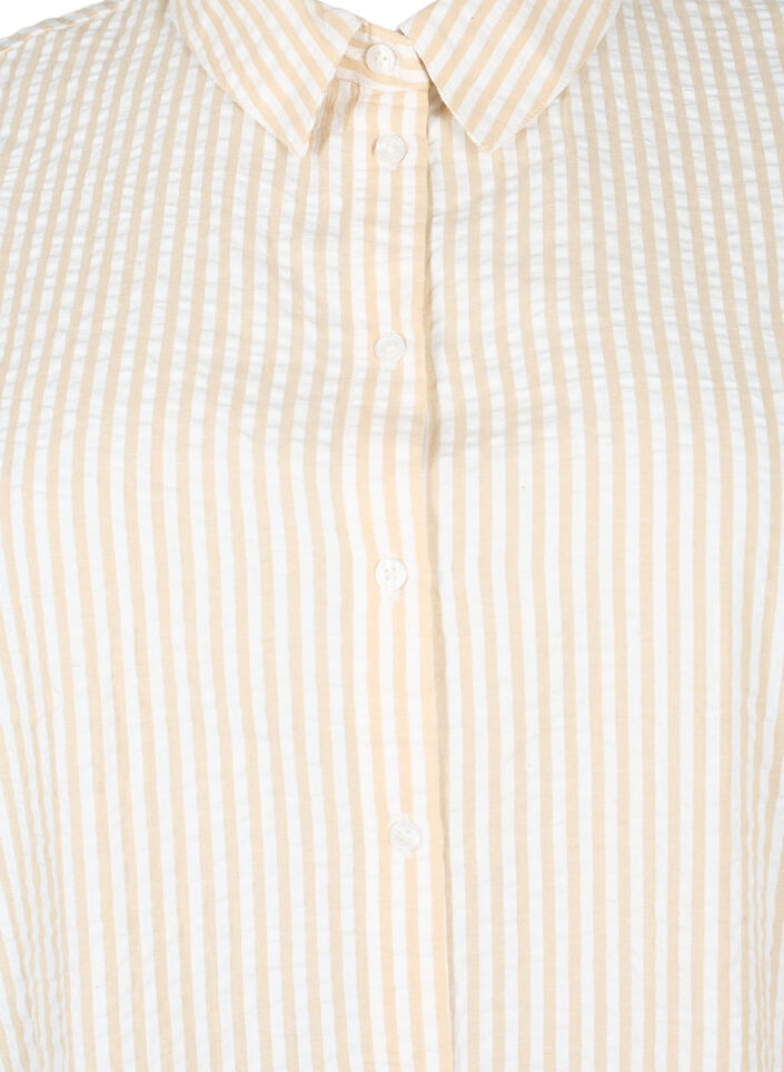Langes gestreiftes Baumwollhemd, White/Natrual Stripe, Packshot image number 2