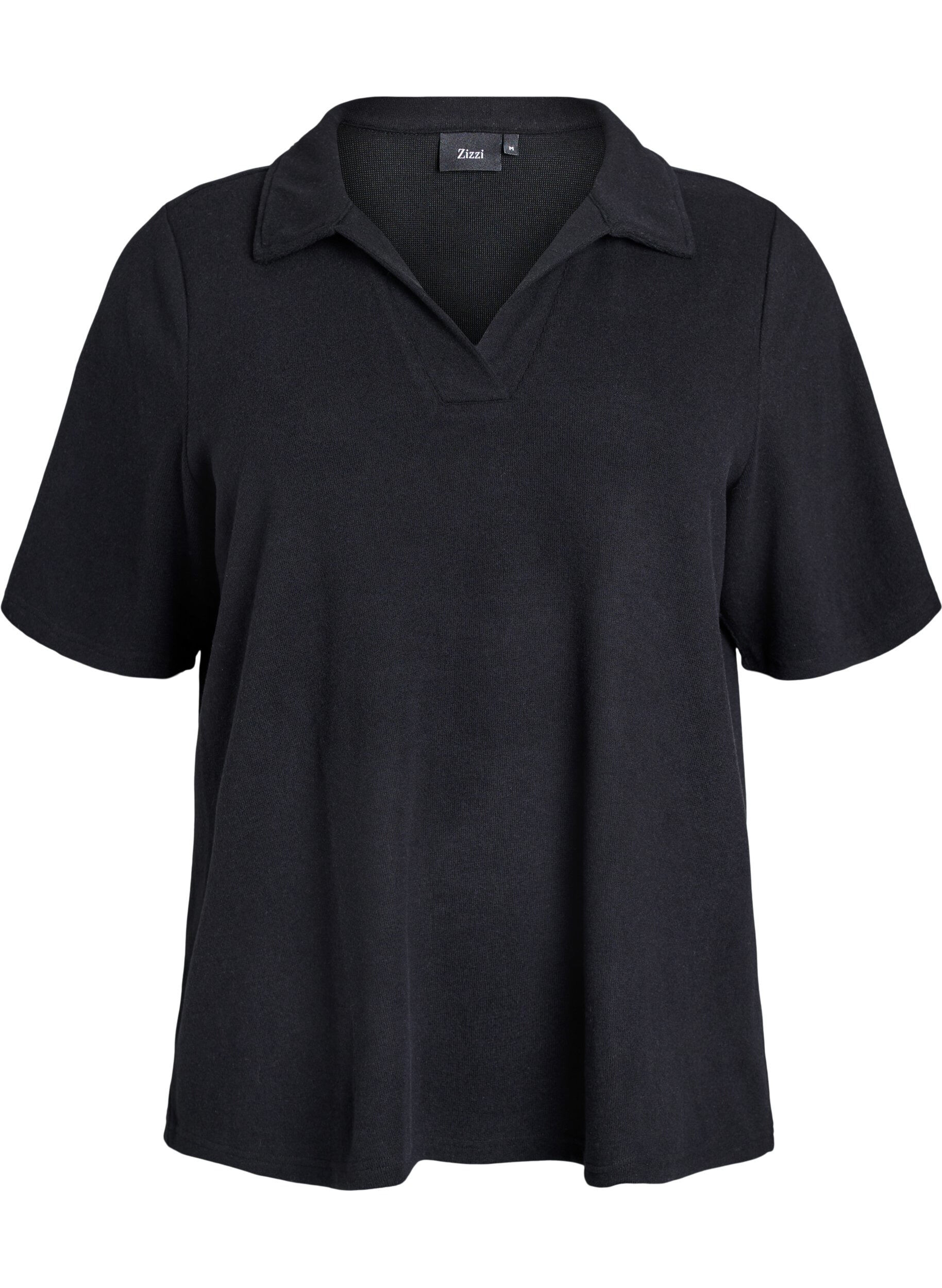 Jersey Bluse mit Kragen und kurzen &Auml;rmeln