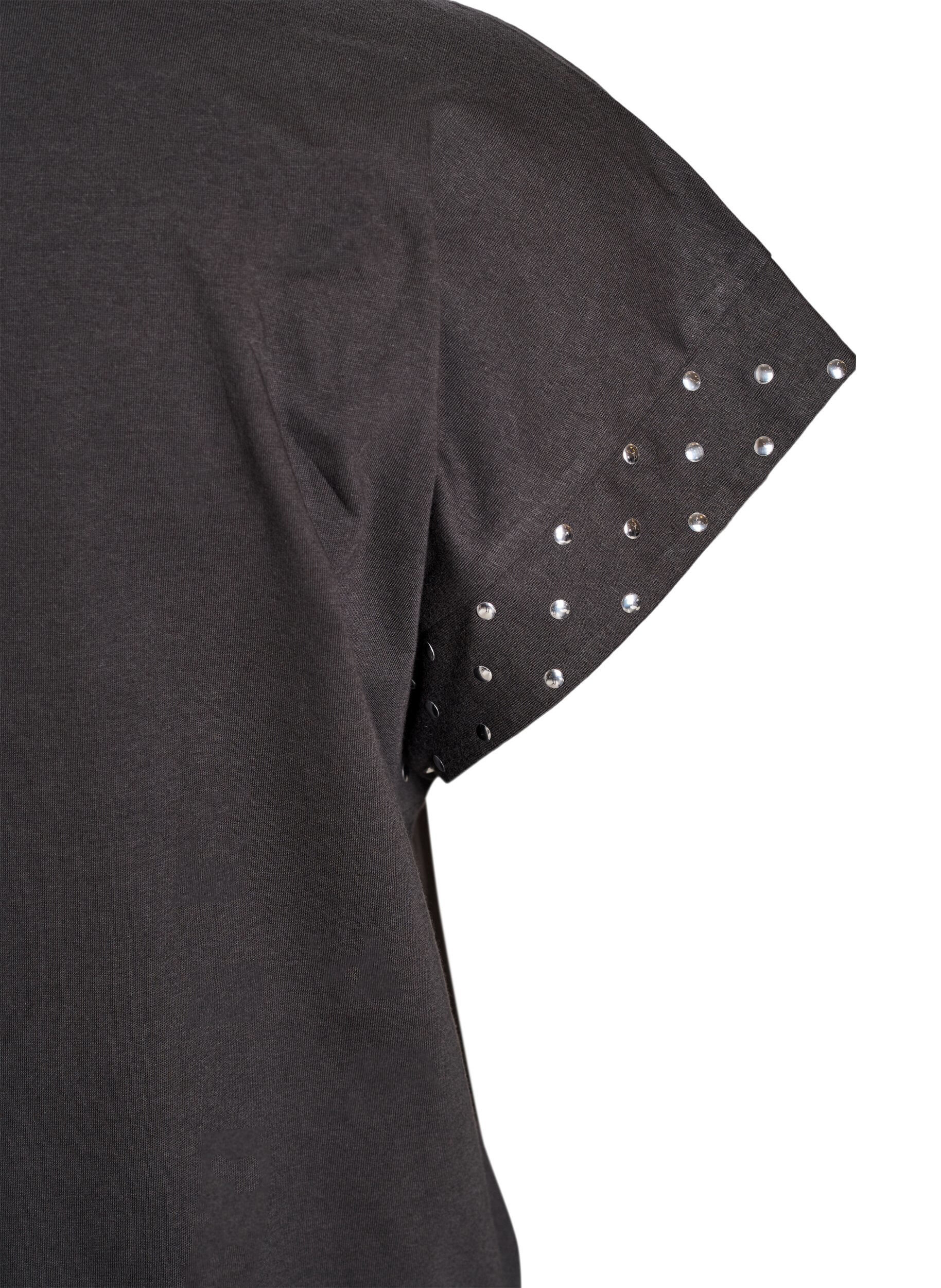 ZizziT-Shirt aus Bio-Baumwolle mit Nieten, Grau, Packshot image number 3
