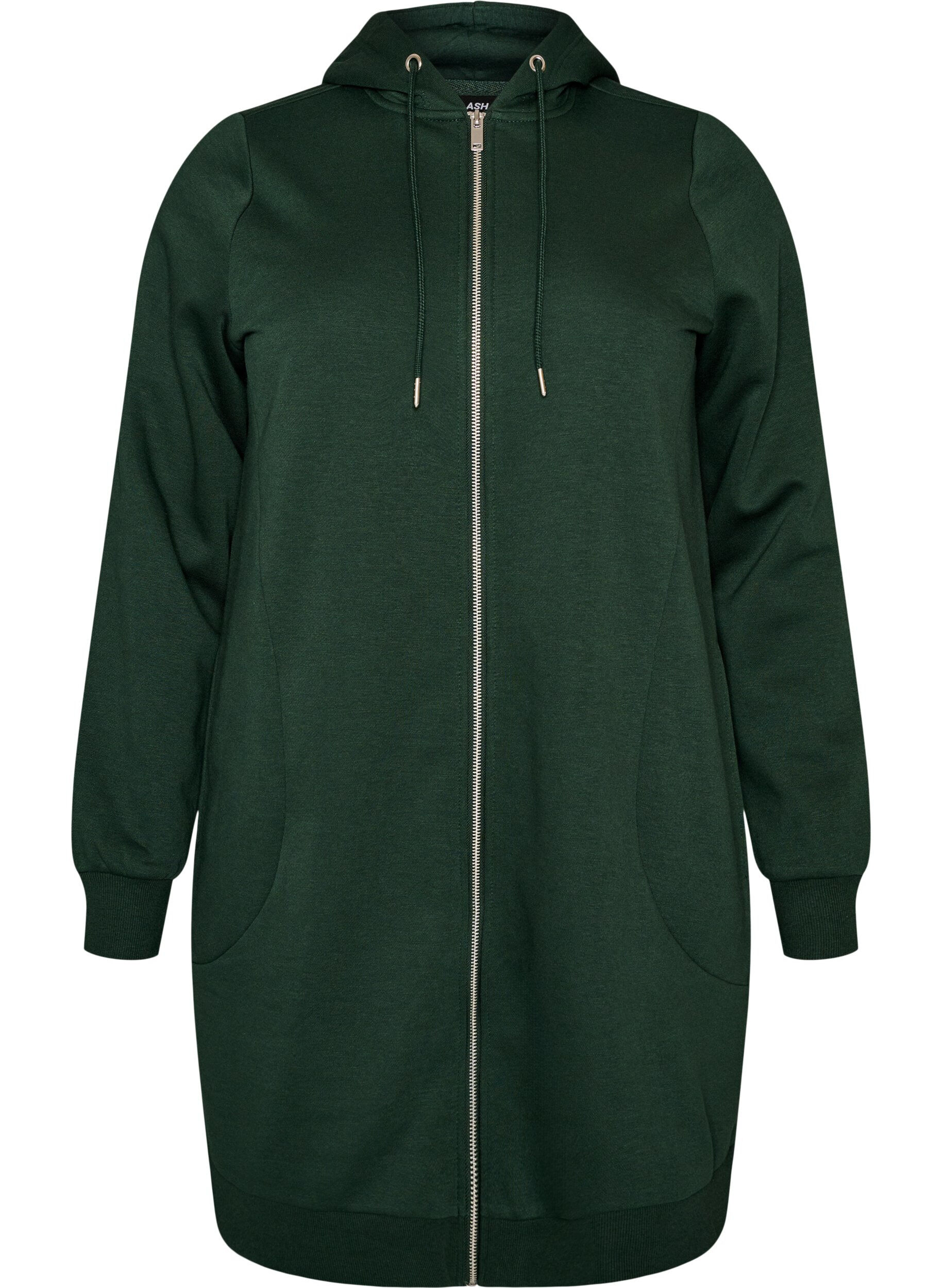 FLASH - Langer Hoodie mit Rei&szlig;verschluss und Taschen