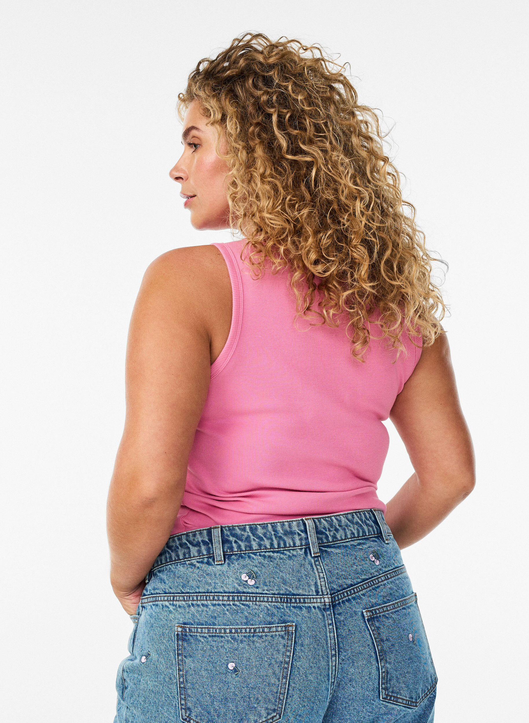 ZizziRipptop aus Baumwolle mit hohem Kragen, Rot, Model image number 2