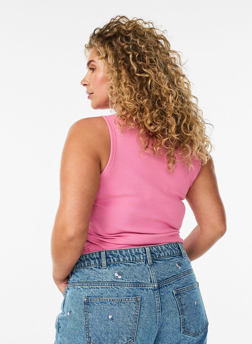 Ripptop aus Baumwolle mit hohem Kragen, Rot, Model image number 2