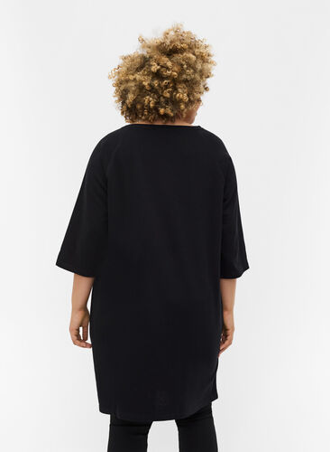 Aktionsartikel - Sweatkleid aus Baumwolle mit Taschen und 3/4-Ärmeln, Black, Model image number 1