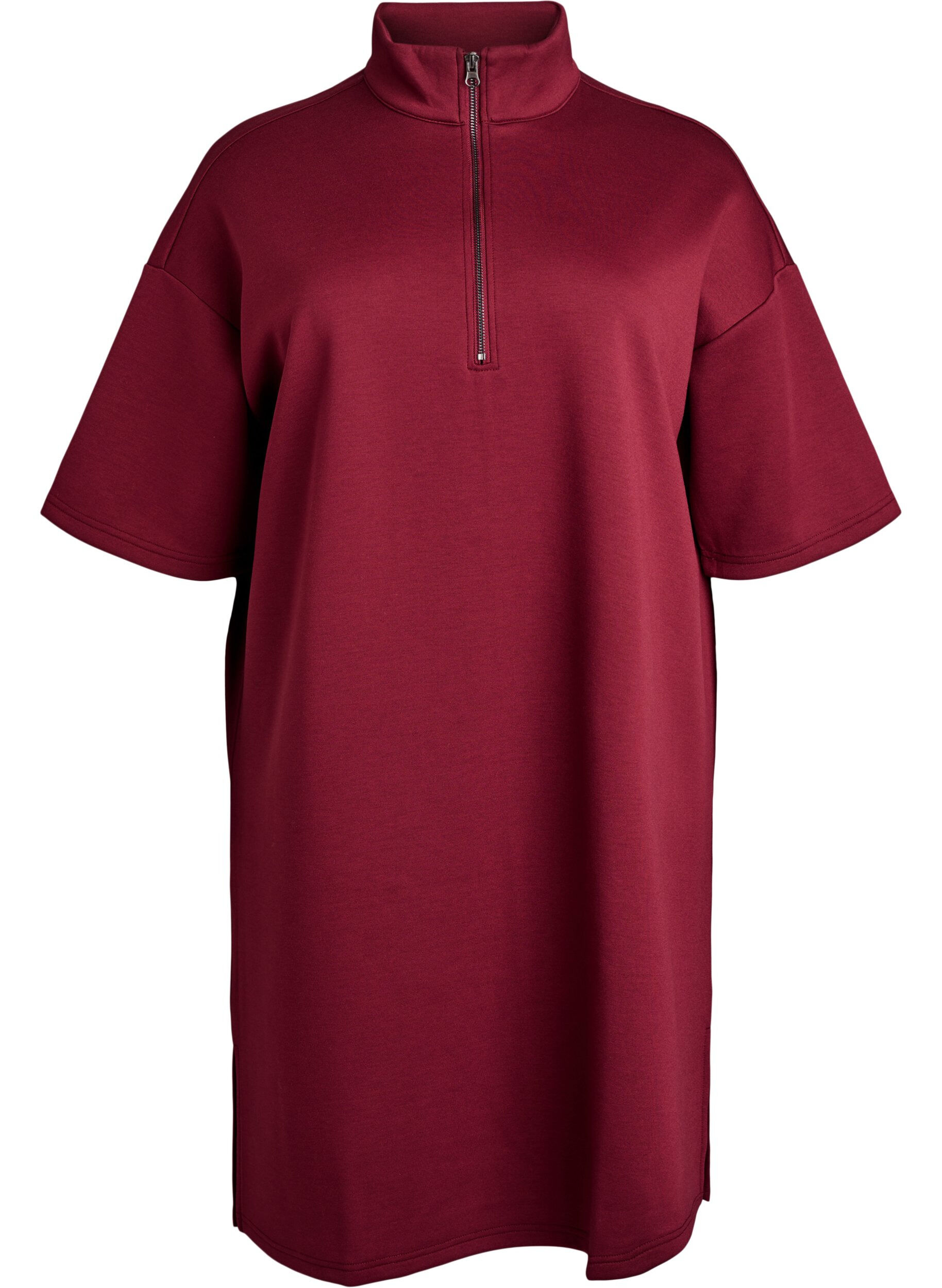 Kurzes Sweatshirtkleid mit hohem Kragen und Rei&szlig;verschluss
