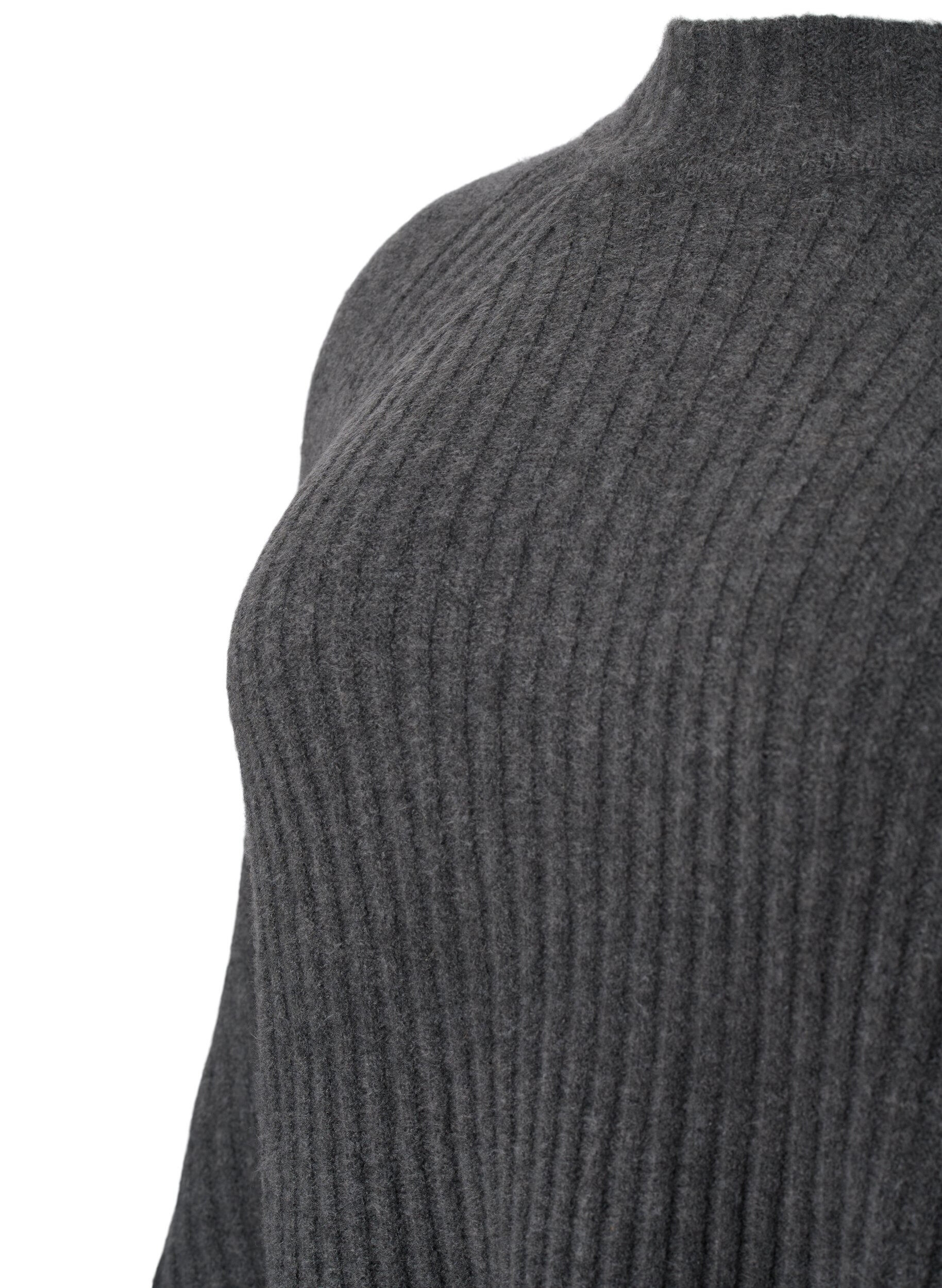 ZizziRollkragenpullover mit Rippstruktur, Dark Grey Melange, Packshot image number 3