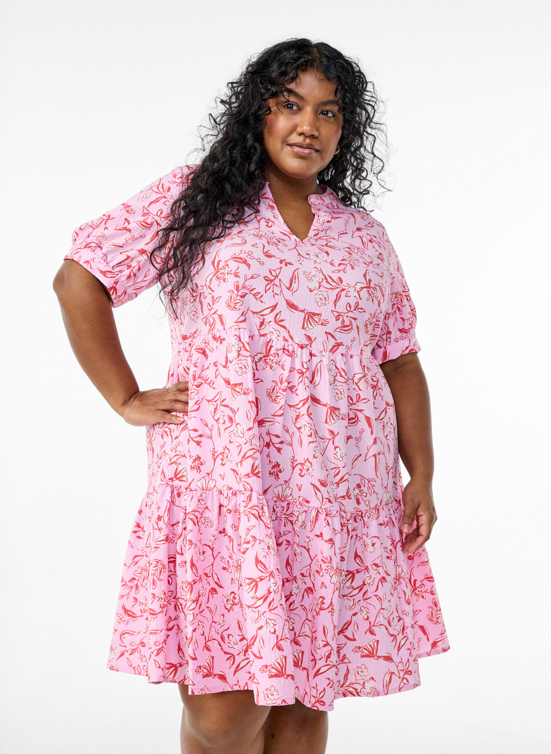 ZizziFLASH - Kurzes A-Linien-Kleid, Lila, Model image number 0