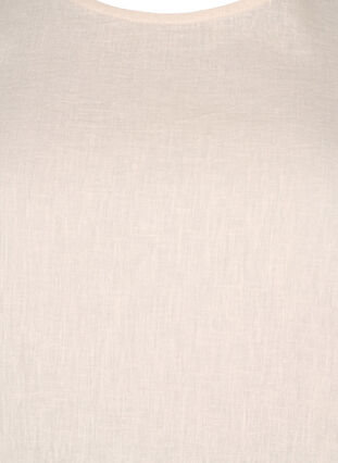 Kurzärmlige Bluse aus Baumwoll-Mix mit Leinen und Spitzendetail, Sandshell, Packshot image number 2
