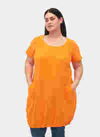Kurzarm Kleid aus Baumwolle, Orange Tiger, Model