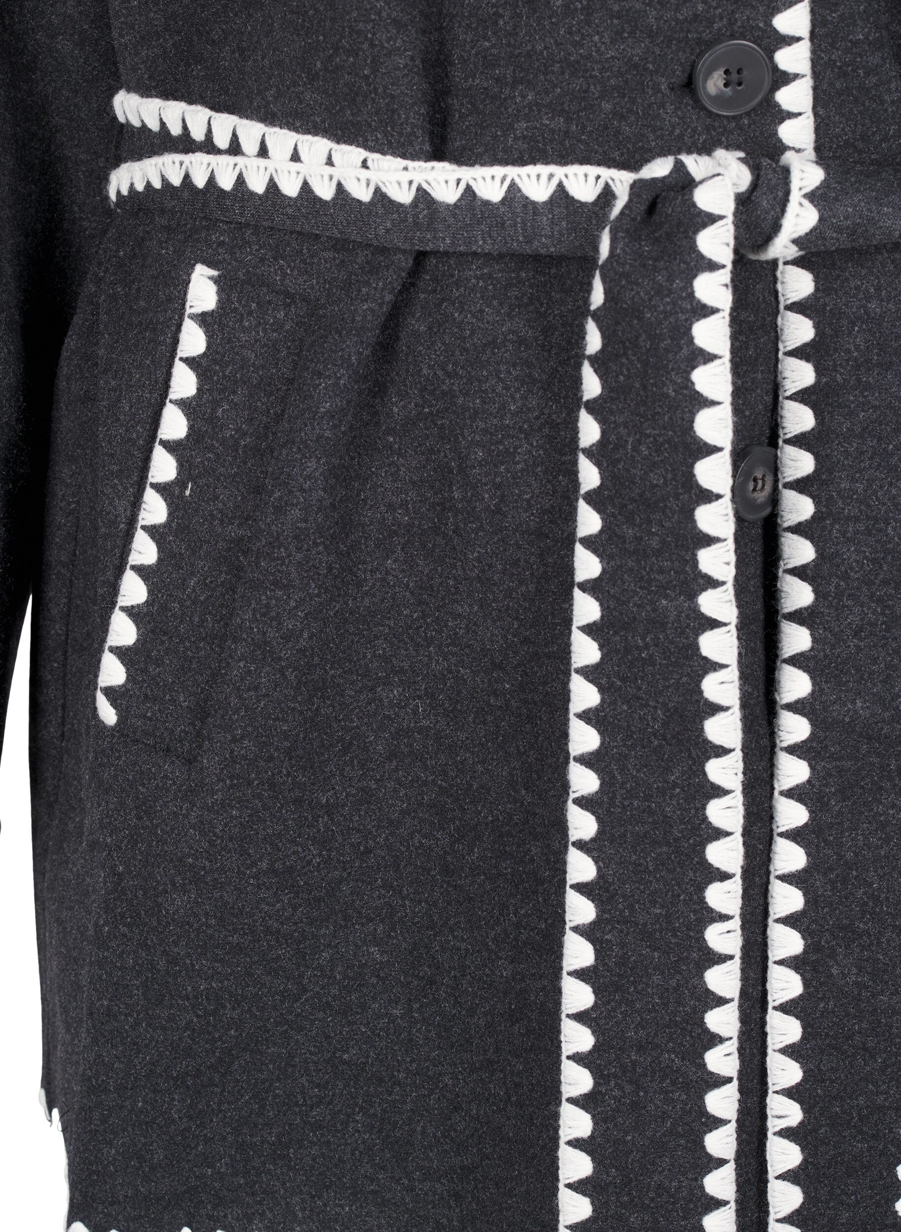 ZizziMantel mit kontrastfarbenen R&auml;ndern, Dark Grey Melange, Packshot image number 3