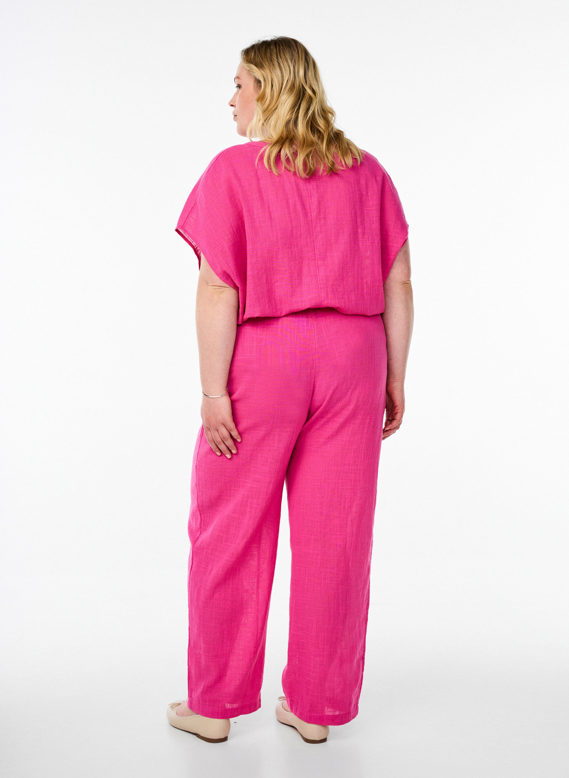 ZizziFLASH - Gerade geschnittene Hose mit hoher Taille, Pink, Model image number 1