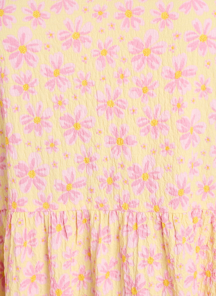 Kn&ouml;chellanges Kleid mit kurzen &Auml;rmeln und gestuften Volants, Gelb, Packshot image number 2