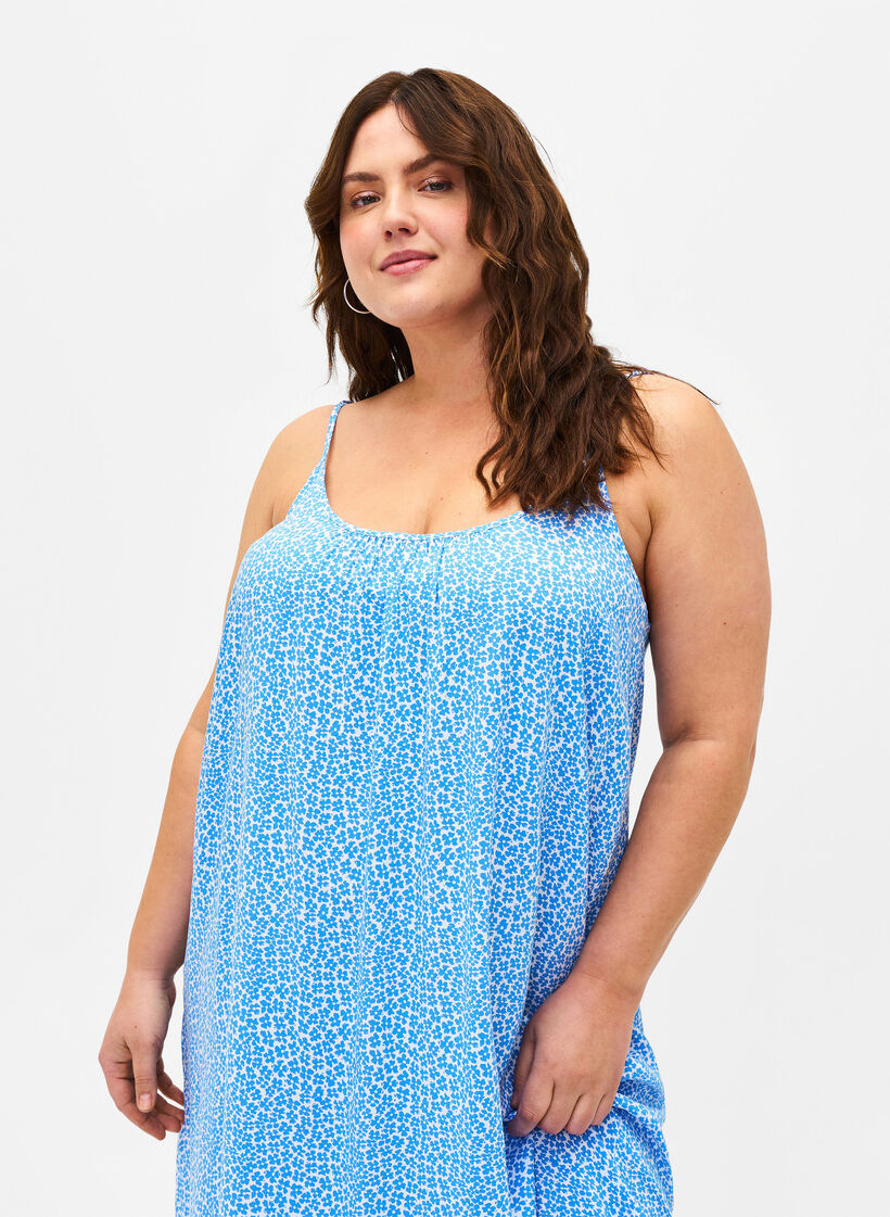 Trägerkleid aus Viskose mit Print, Marina Flower AOP, Model image number 2