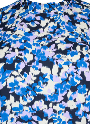 FLASH – Langärmeliges Kleid mit Blumendruck, Blue Purple Flower, Packshot image number 2