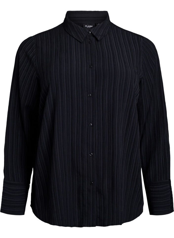 FLASH - Bluse mit Textur, Schwarz, Packshot image number 0