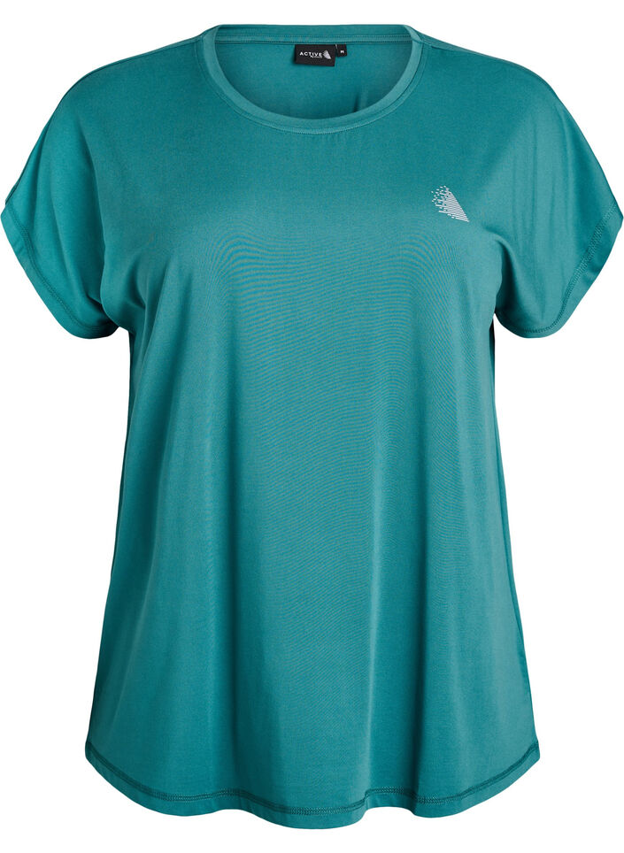 Einfarbiges Trainings-T-Shirt, Petrol, Packshot image number 0